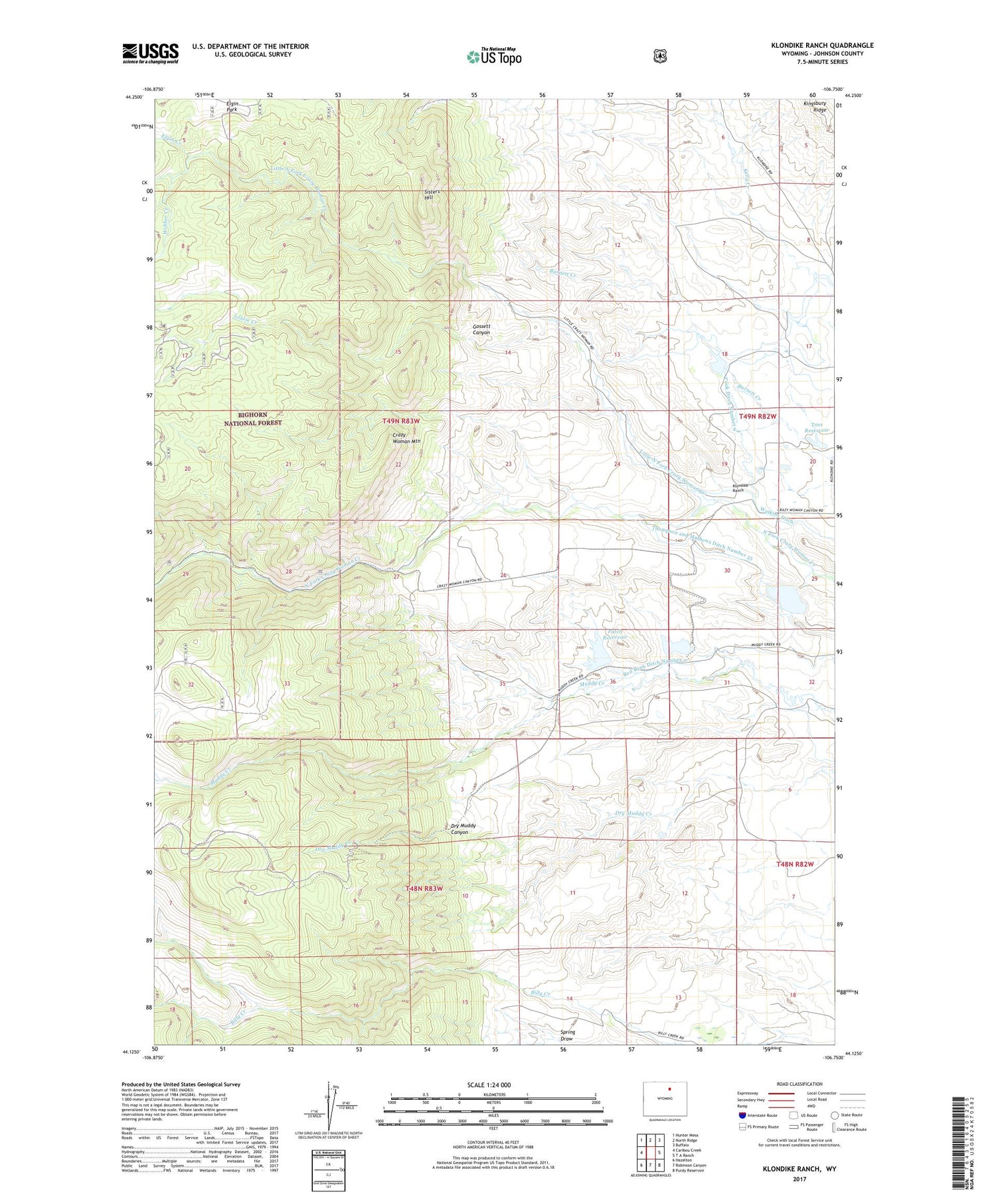 Klondike Ranch Wyoming US Topo Map Image