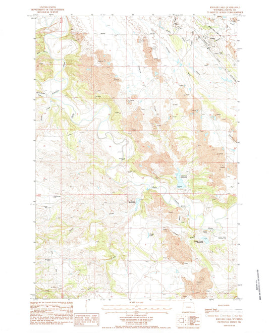 Classic USGS Kruger Lake Wyoming 7.5'x7.5' Topo Map Image