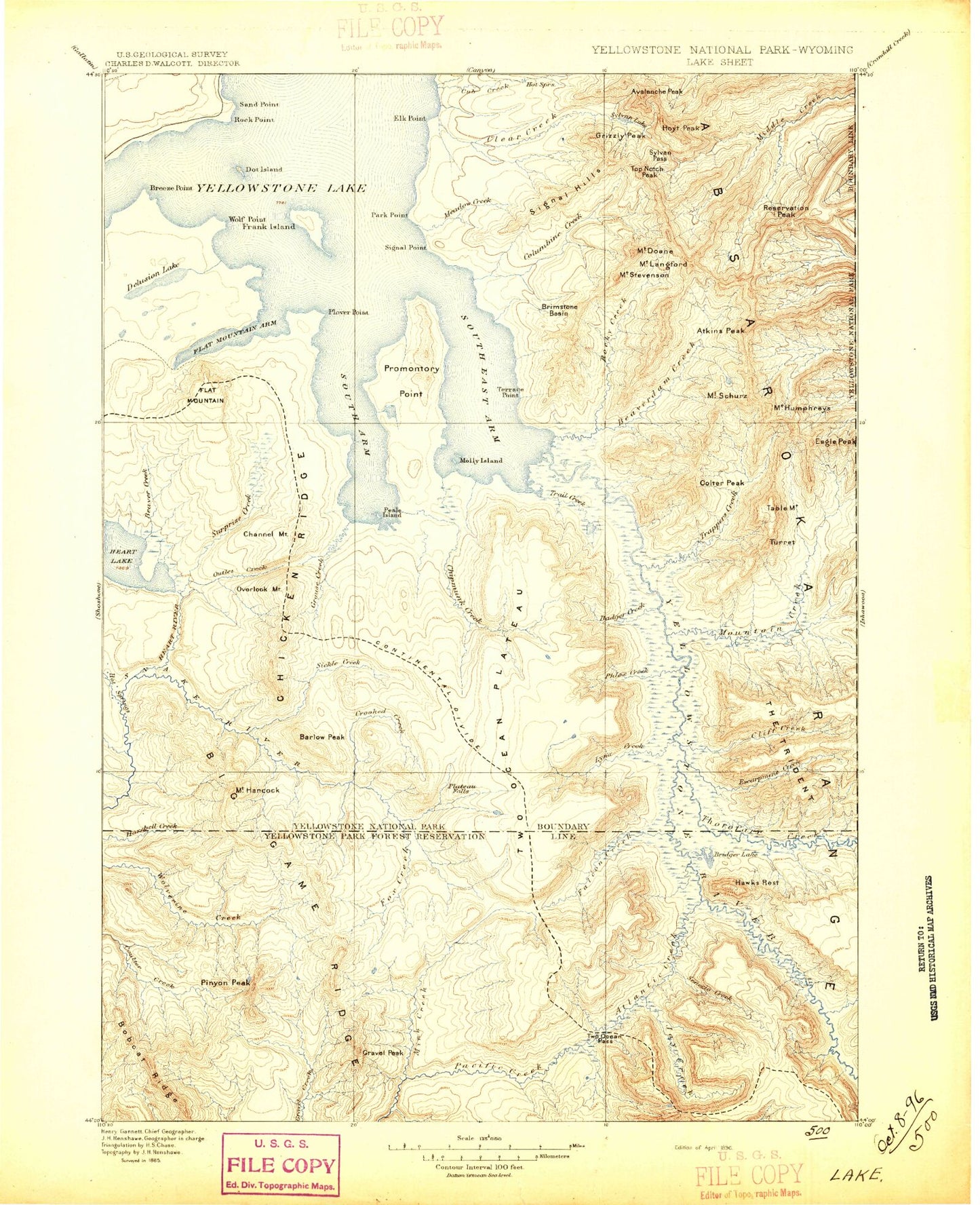 Historic 1896 Lake Wyoming 30'x30' Topo Map Image