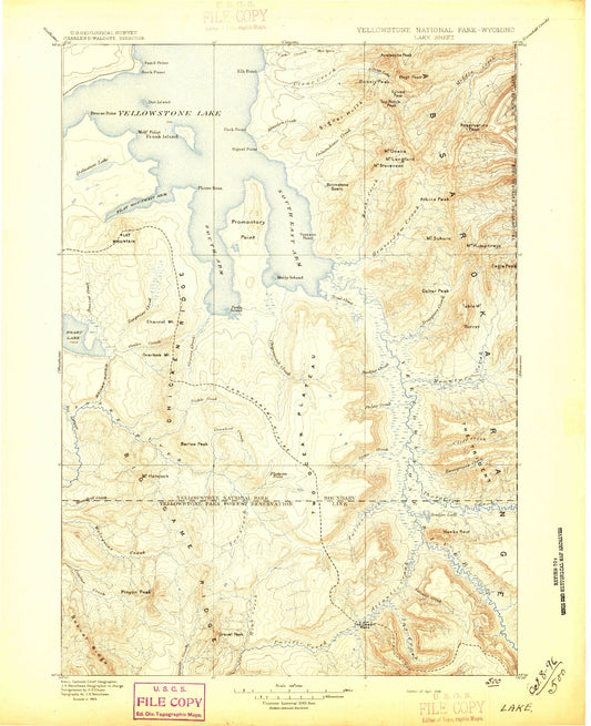 Historic 1896 Lake Wyoming 30'x30' Topo Map Image