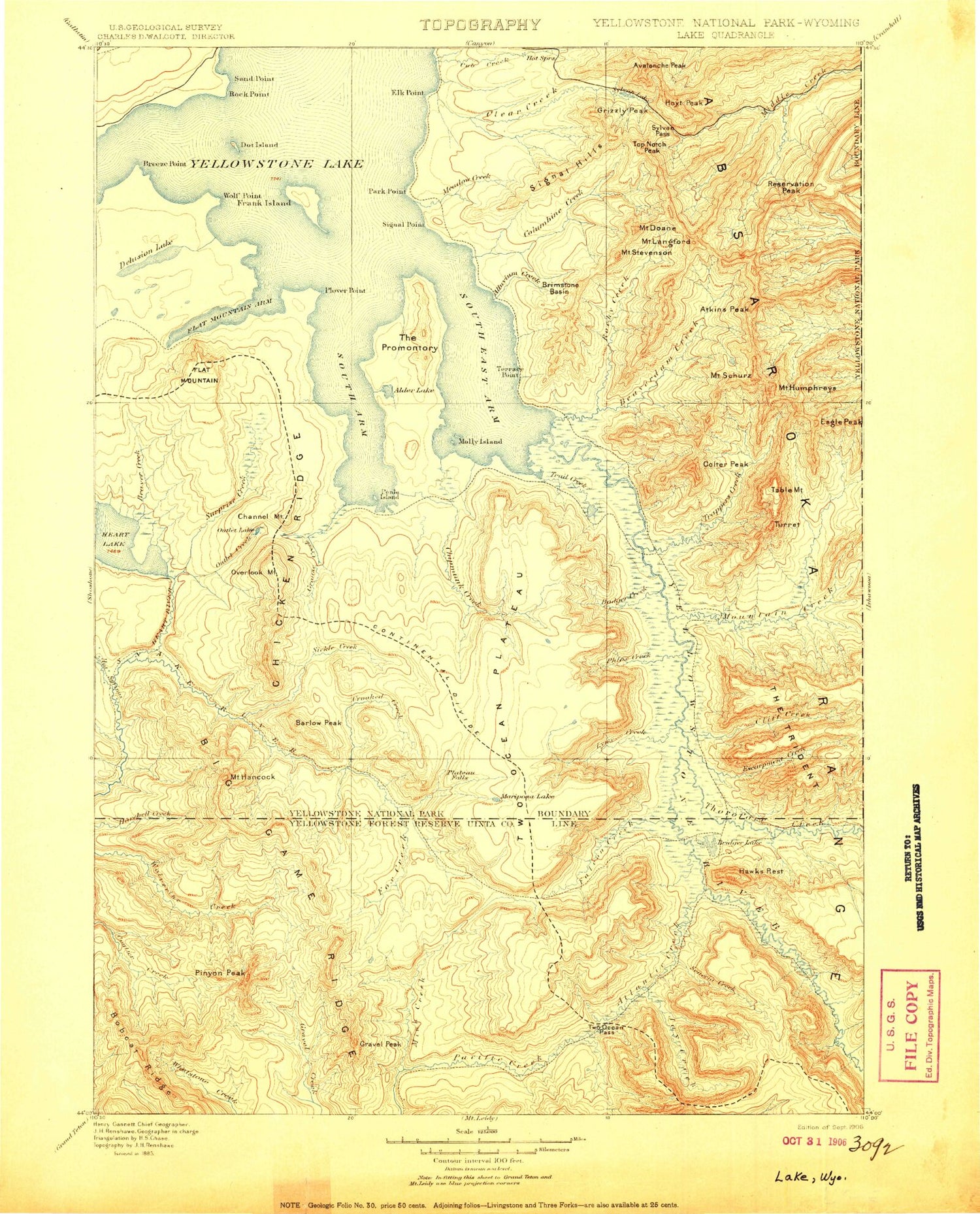 Historic 1906 Lake Wyoming 30'x30' Topo Map Image