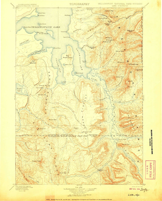 Historic 1906 Lake Wyoming 30'x30' Topo Map Image