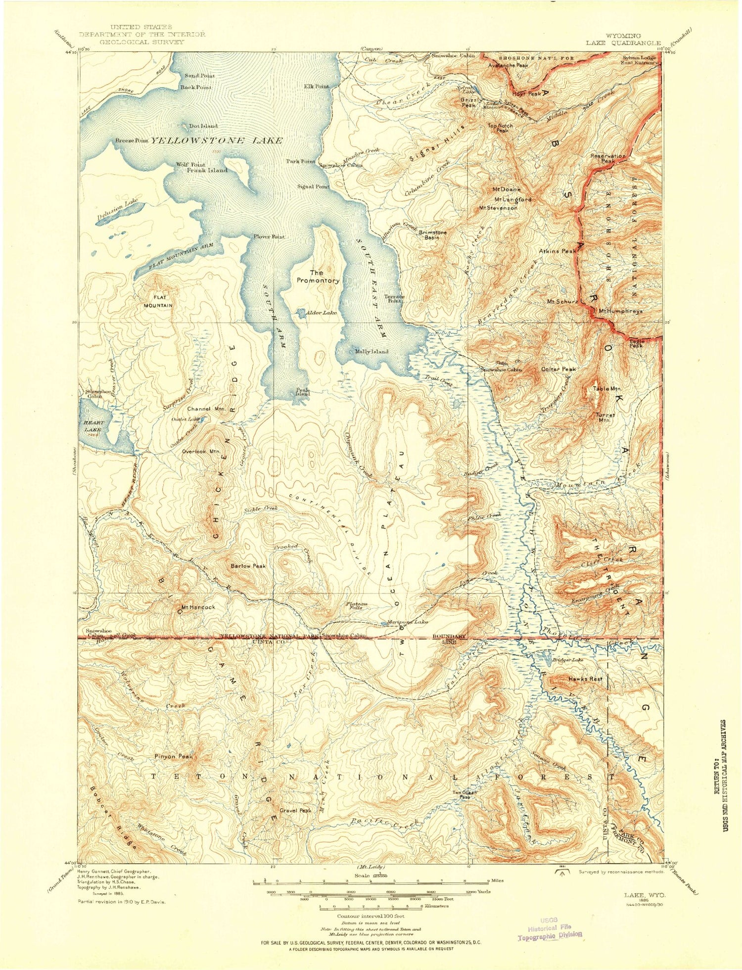 Historic 1885 Lake Wyoming 30'x30' Topo Map Image