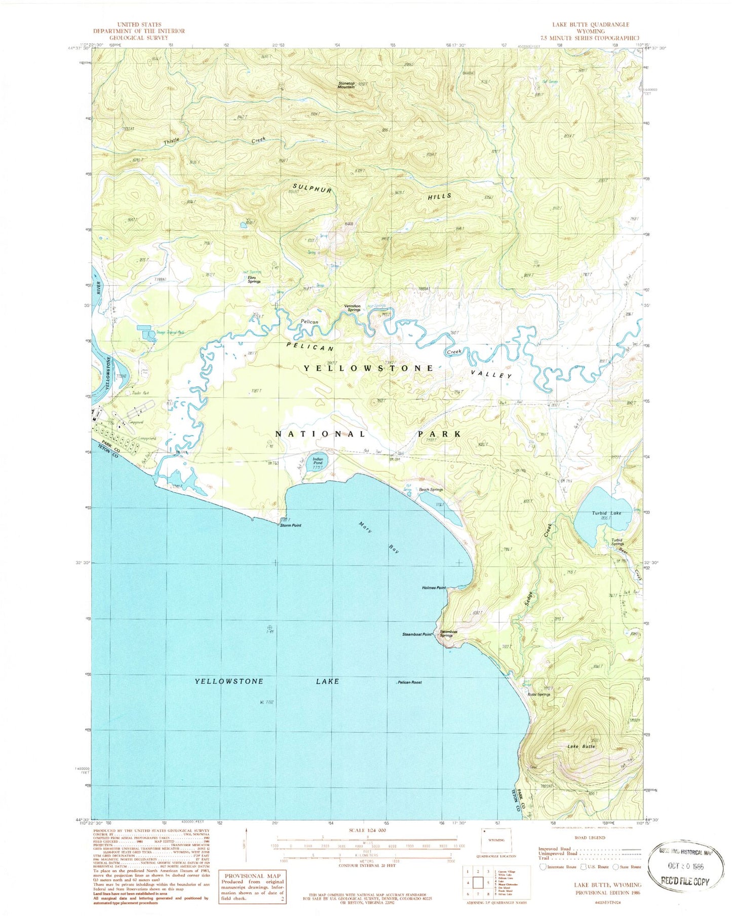 Classic USGS Lake Butte Wyoming 7.5'x7.5' Topo Map Image