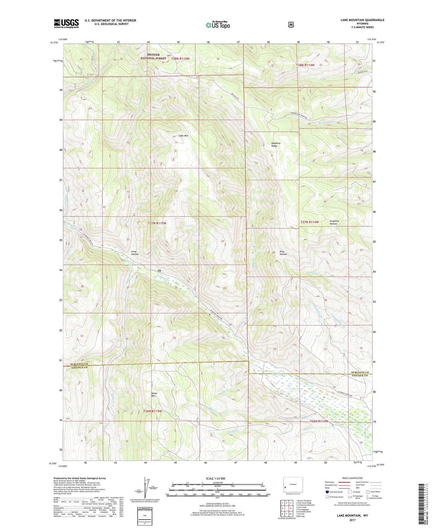 Lake Mountain Wyoming US Topo Map Image