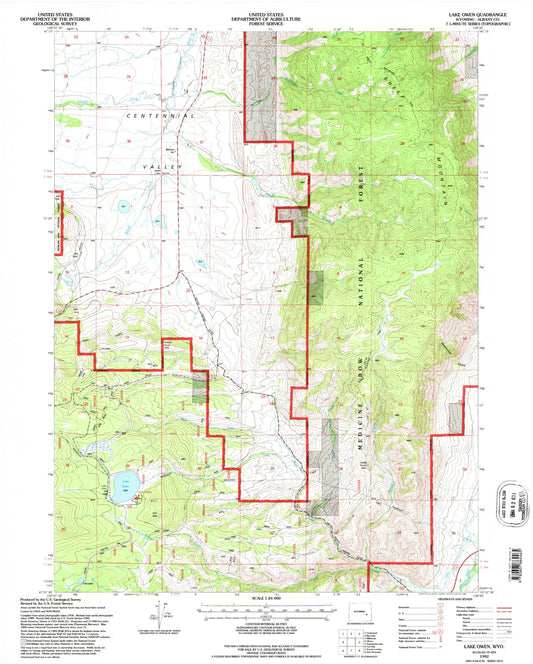 Classic USGS Lake Owen Wyoming 7.5'x7.5' Topo Map Image