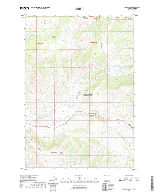 Lamar Canyon Wyoming US Topo Map Image
