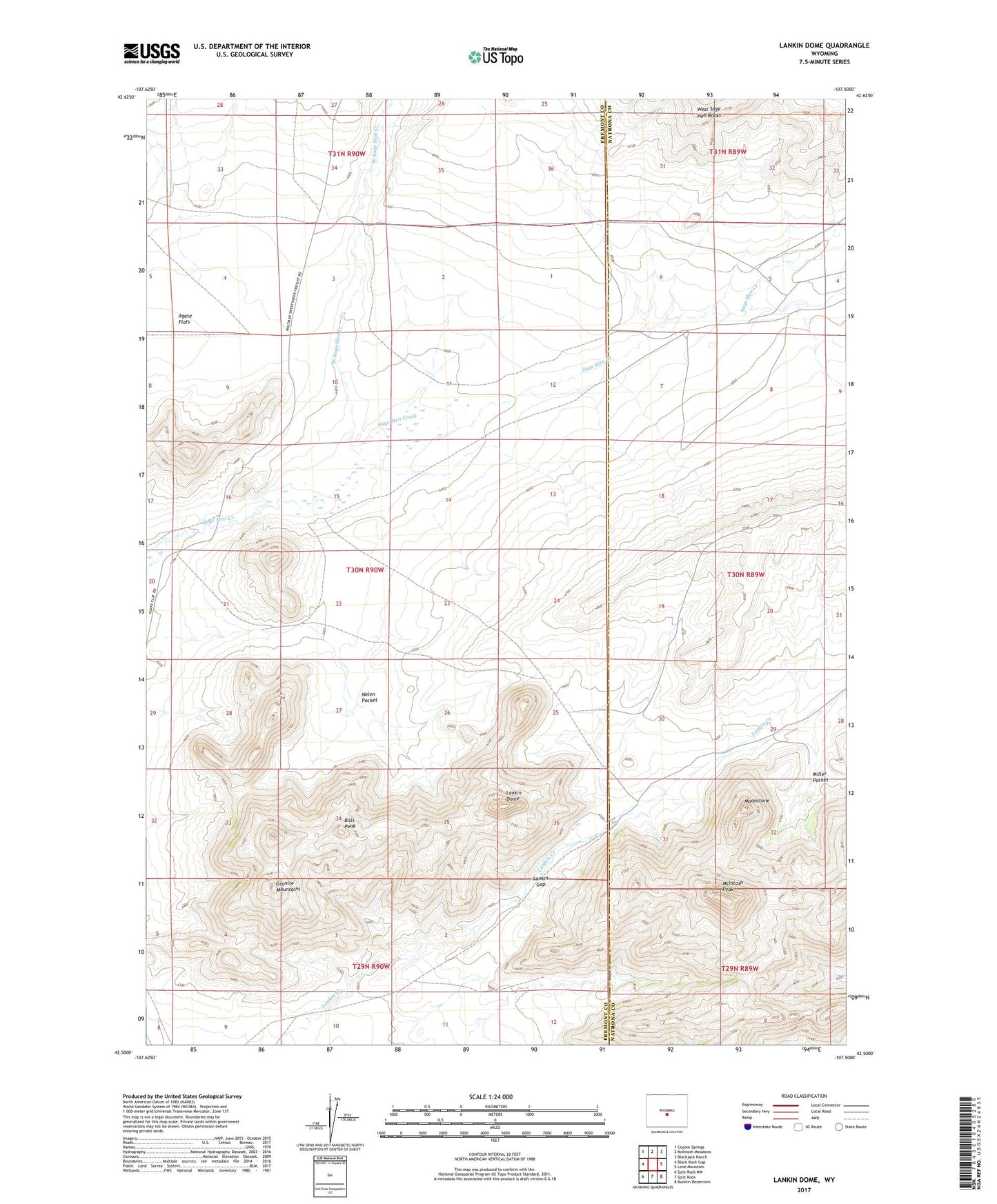 Lankin Dome Wyoming US Topo Map Image