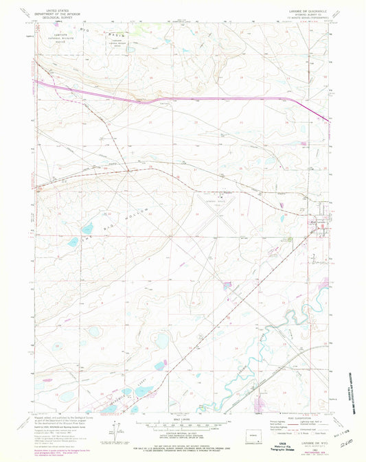 Classic USGS Laramie SW Wyoming 7.5'x7.5' Topo Map Image