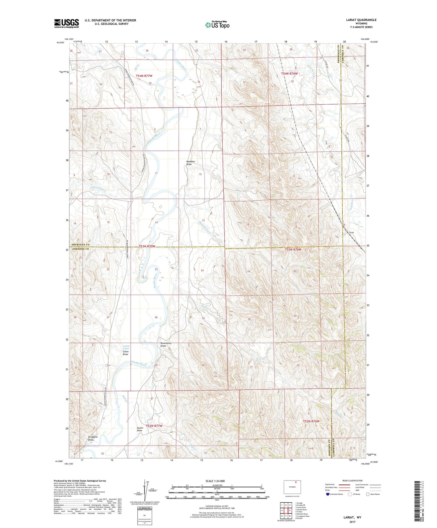 Lariat Wyoming US Topo Map Image