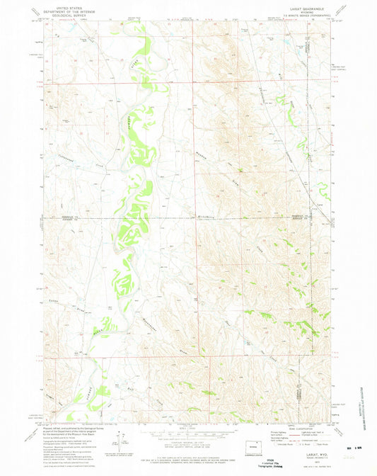 Classic USGS Lariat Wyoming 7.5'x7.5' Topo Map Image