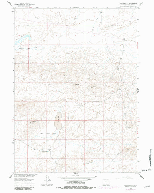 Classic USGS Larsen Knoll Wyoming 7.5'x7.5' Topo Map Image