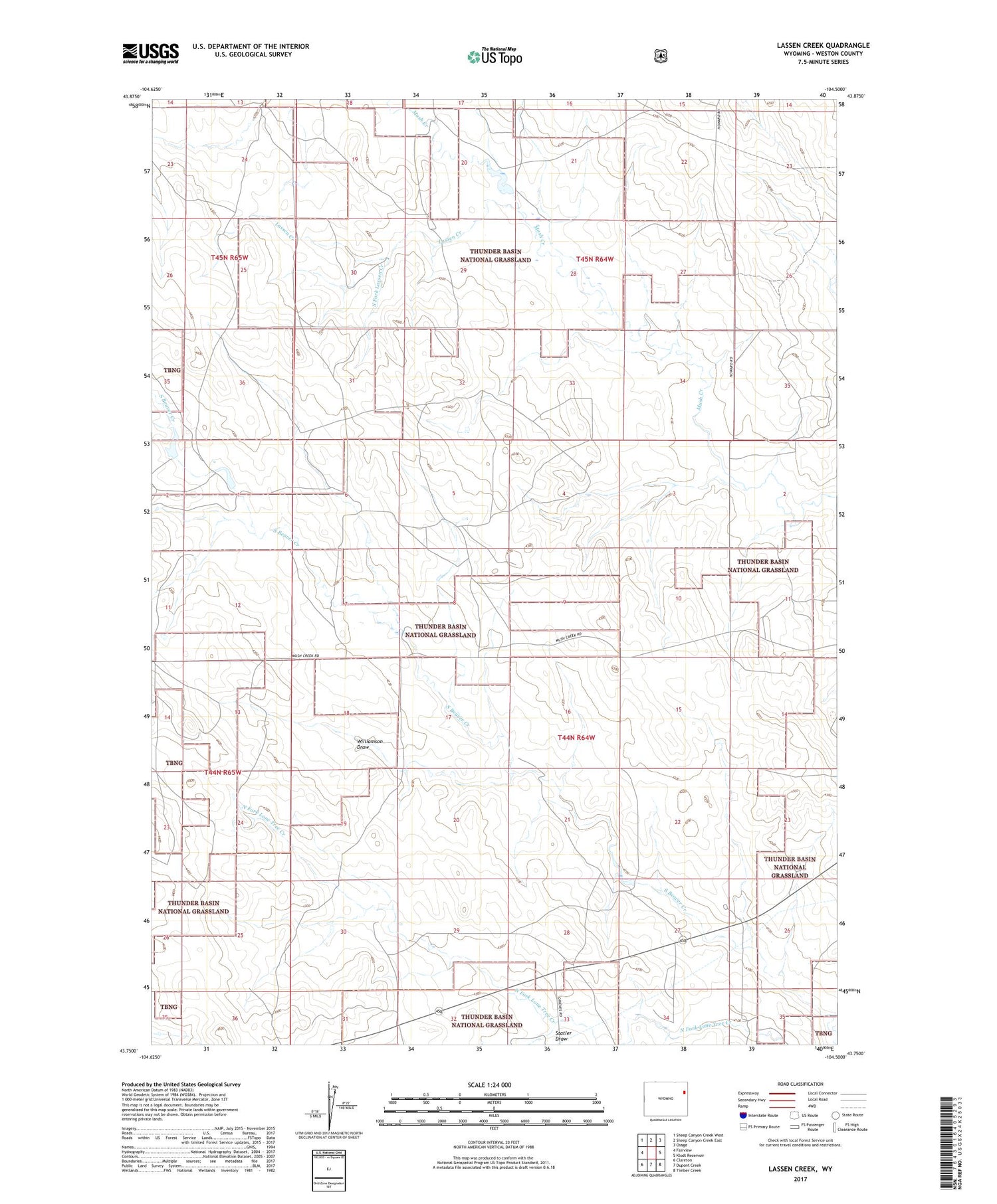 Lassen Creek Wyoming US Topo Map Image
