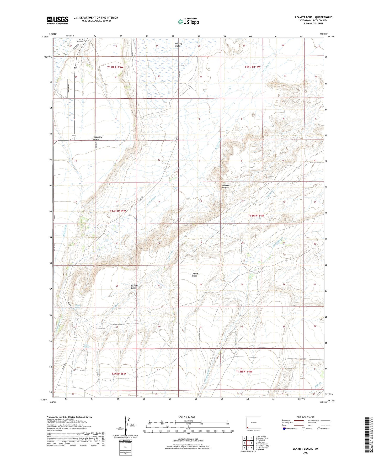 Leavitt Bench Wyoming US Topo Map Image