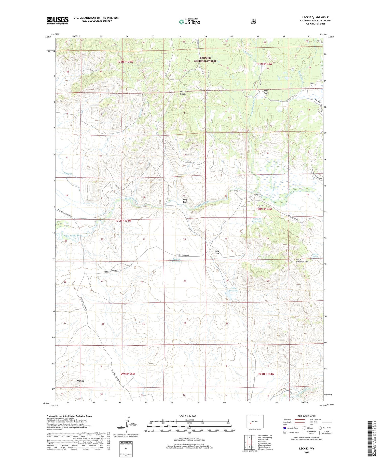 Leckie Wyoming US Topo Map Image