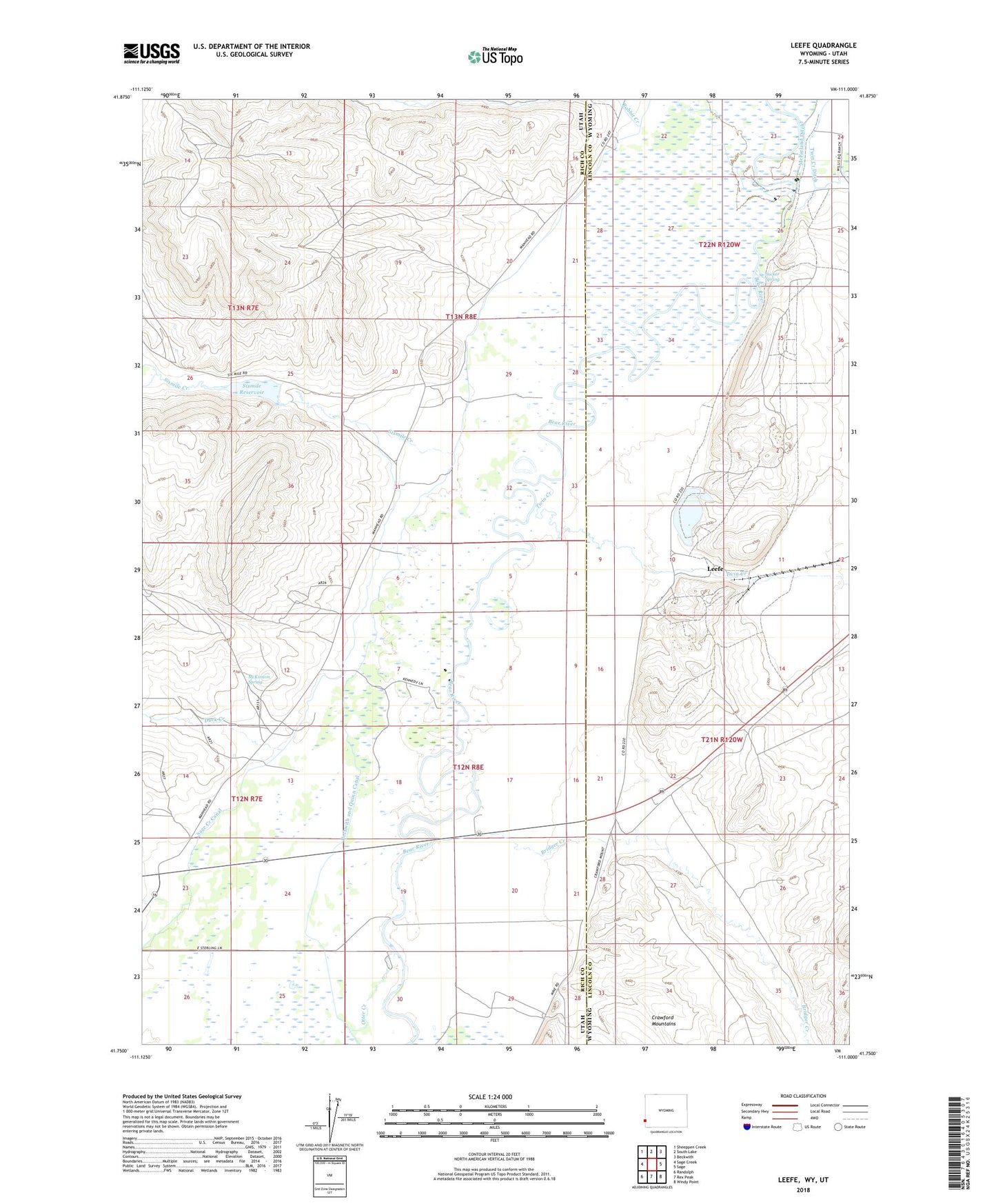 Leefe Wyoming US Topo Map Image