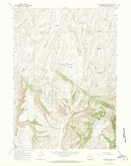 Classic USGS Lightning Ridge Wyoming 7.5'x7.5' Topo Map Image