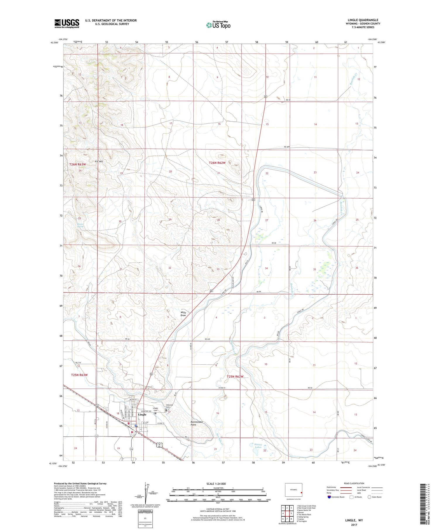 Lingle Wyoming US Topo Map Image