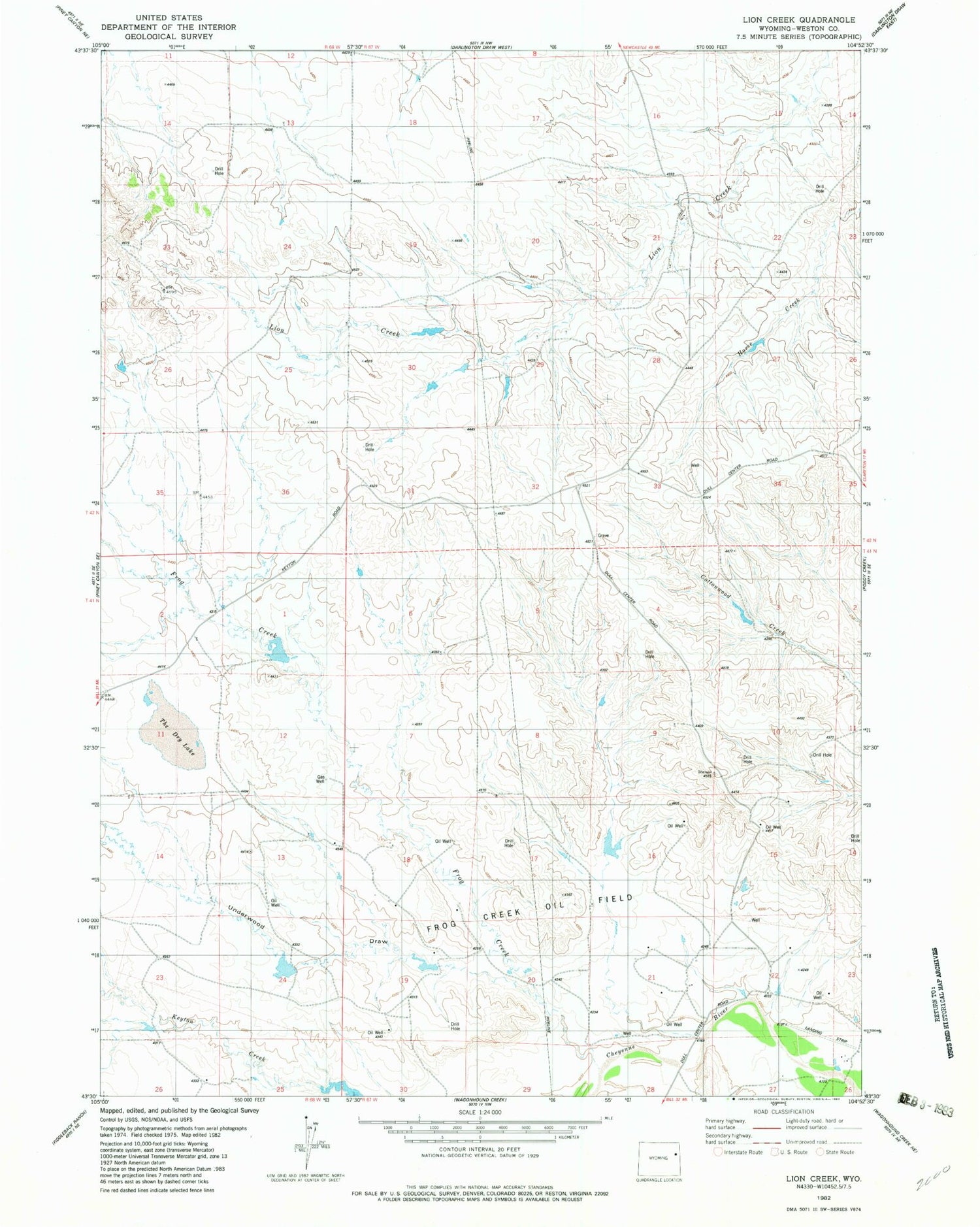Classic USGS Lion Creek Wyoming 7.5'x7.5' Topo Map Image