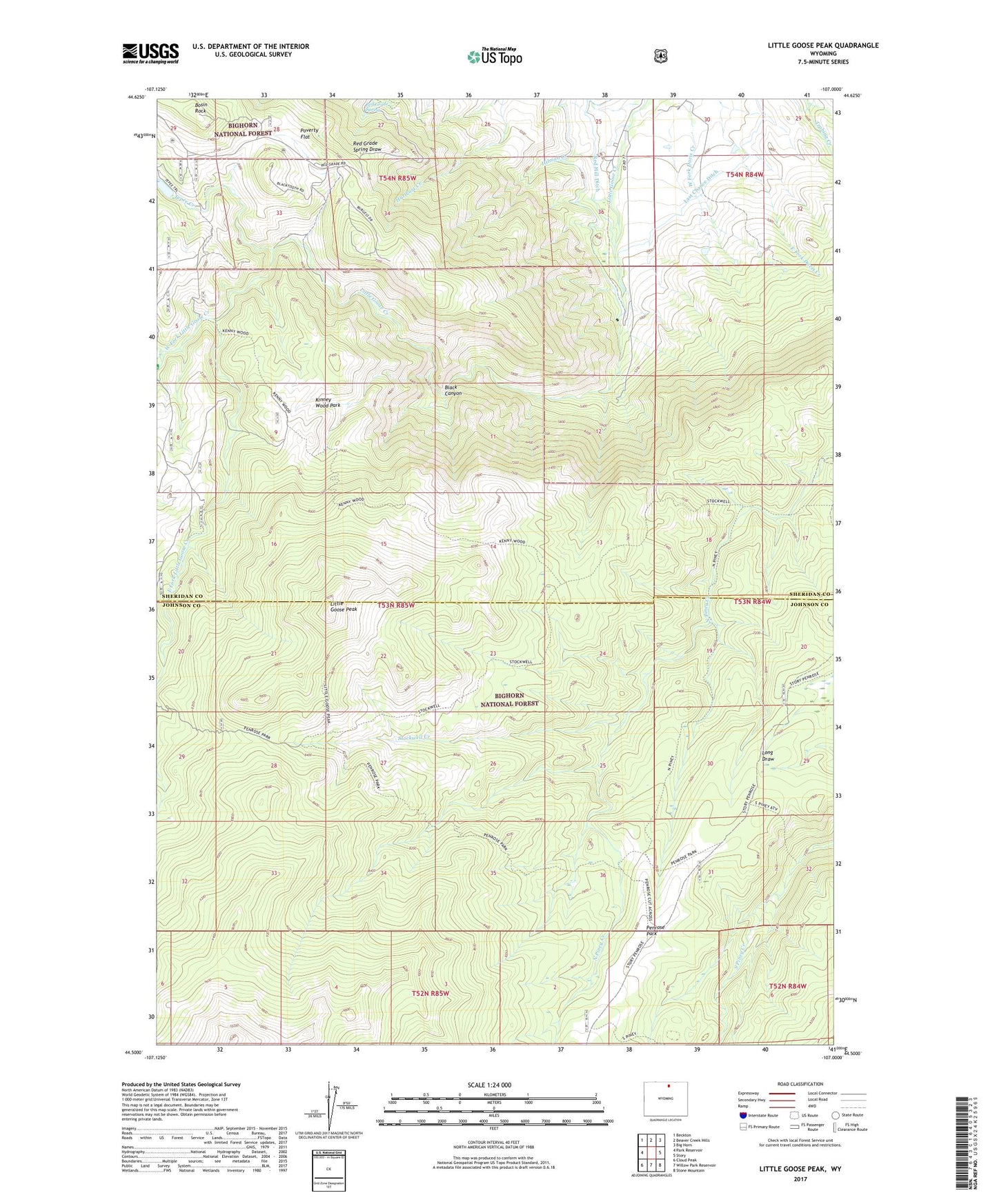 Little Goose Peak Wyoming US Topo Map Image