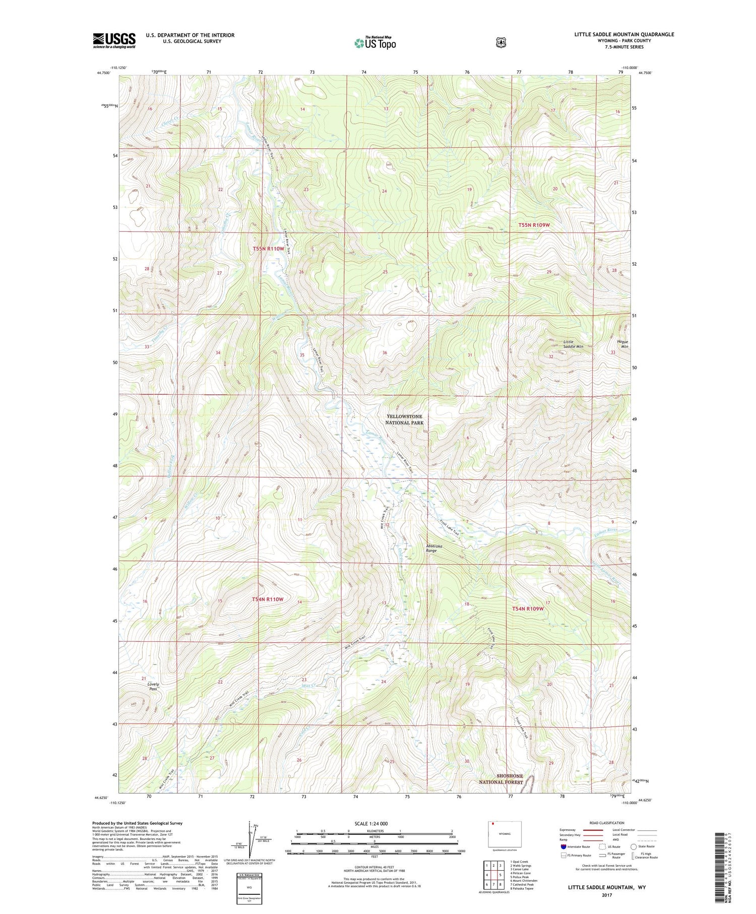 Little Saddle Mountain Wyoming US Topo Map Image