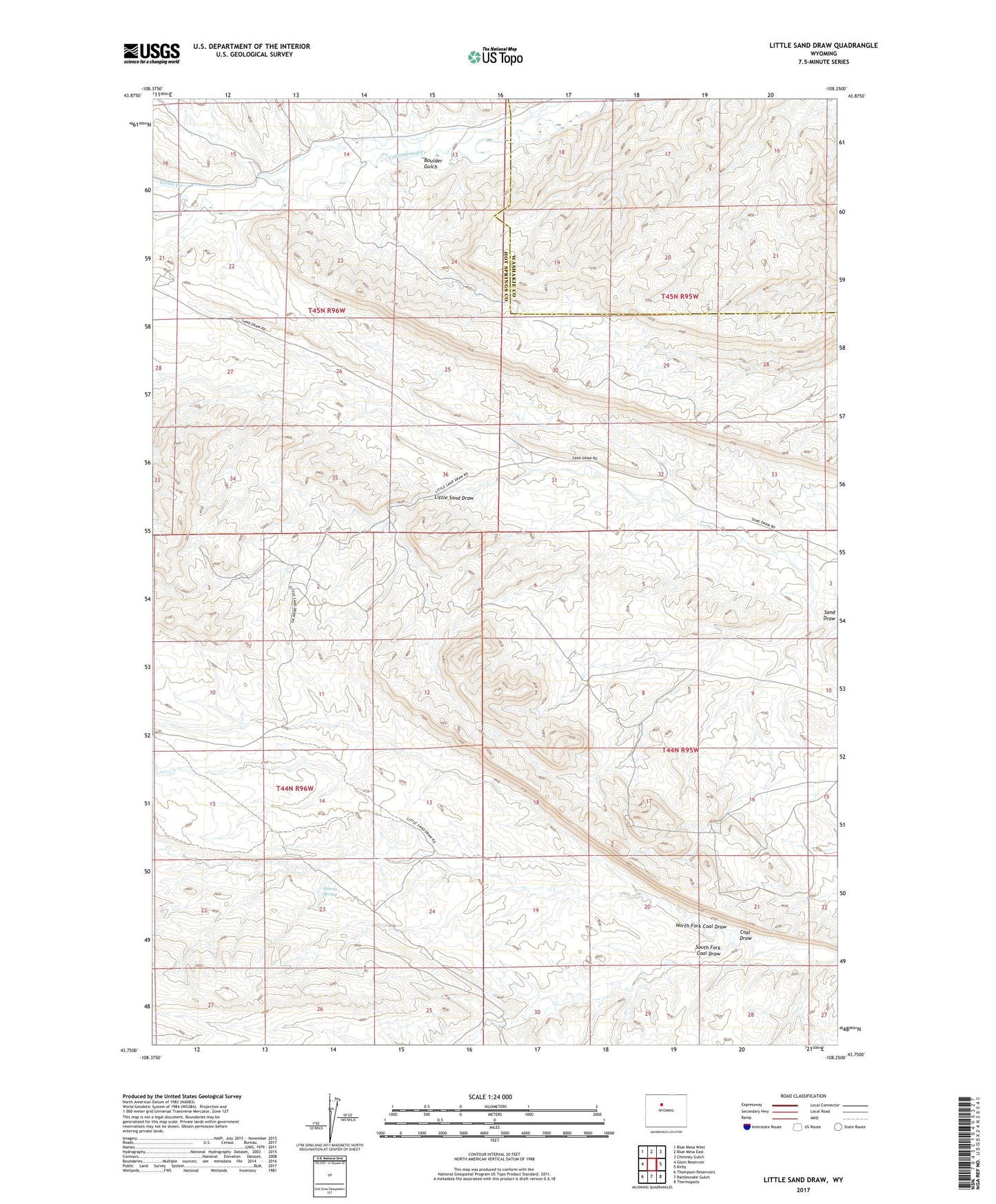 Little Sand Draw Wyoming US Topo Map Image