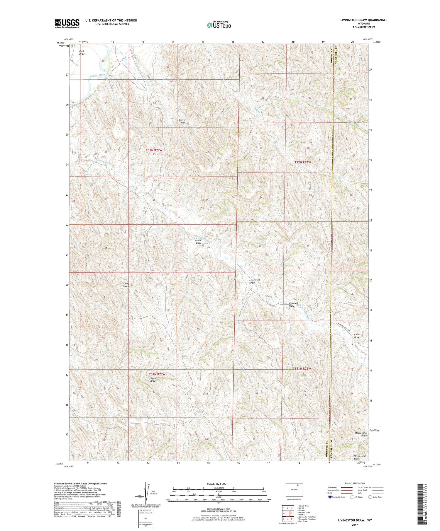 Livingston Draw Wyoming US Topo Map Image