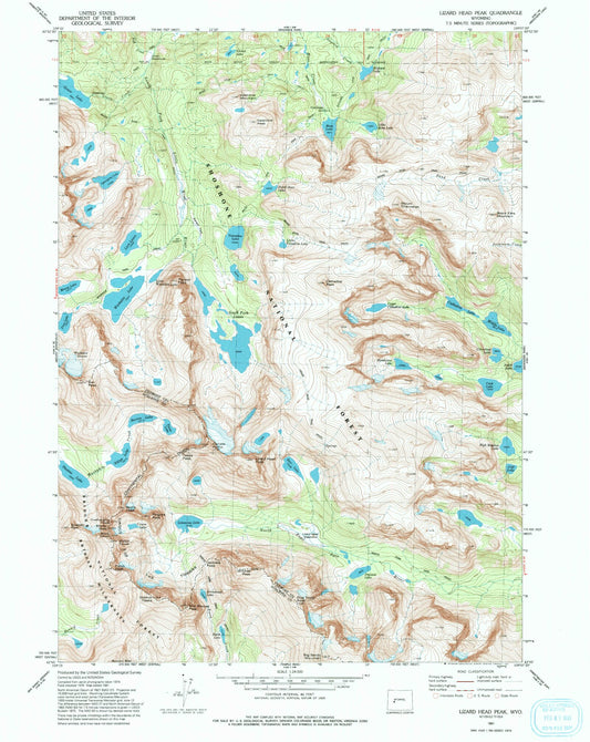USGS Classic Lizard Head Peak Wyoming 7.5'x7.5' Topo Map Image