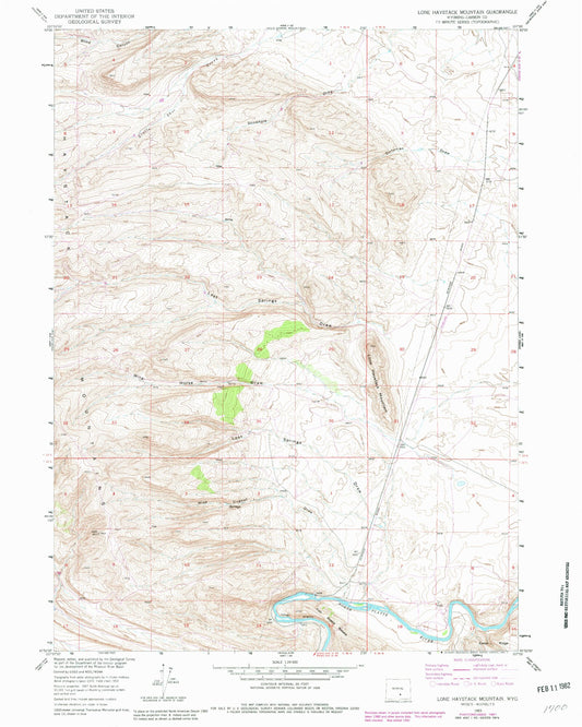 Classic USGS Lone Haystack Mountain Wyoming 7.5'x7.5' Topo Map Image
