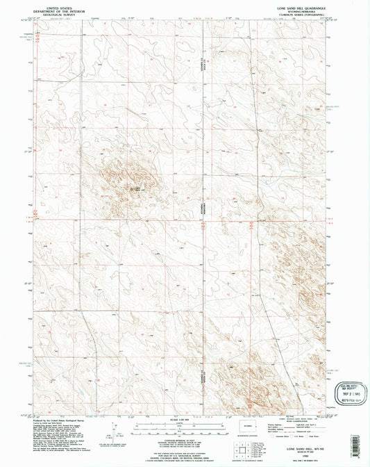 Classic USGS Lone Sand Hill Wyoming 7.5'x7.5' Topo Map Image