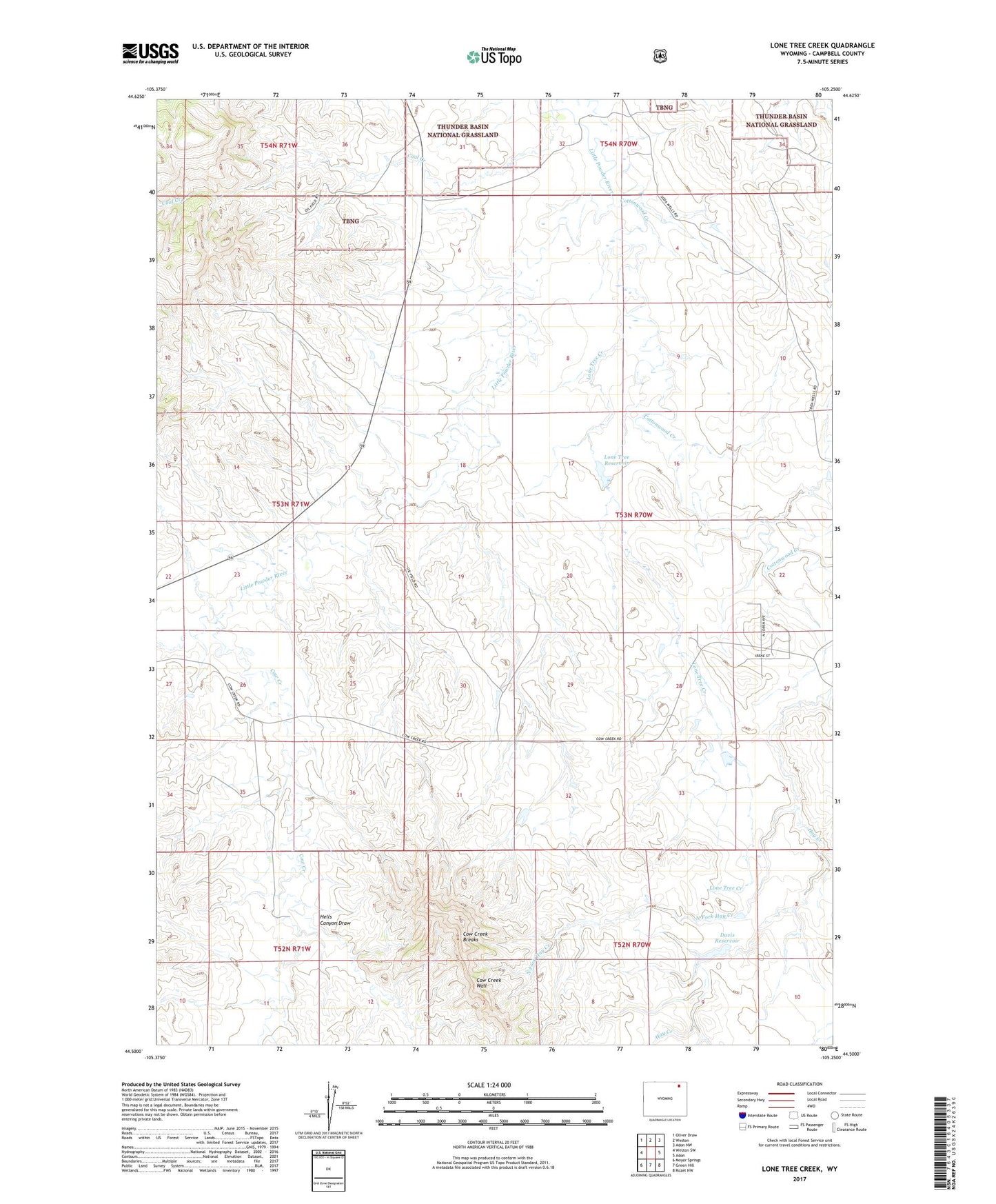 Lone Tree Creek Wyoming US Topo Map Image