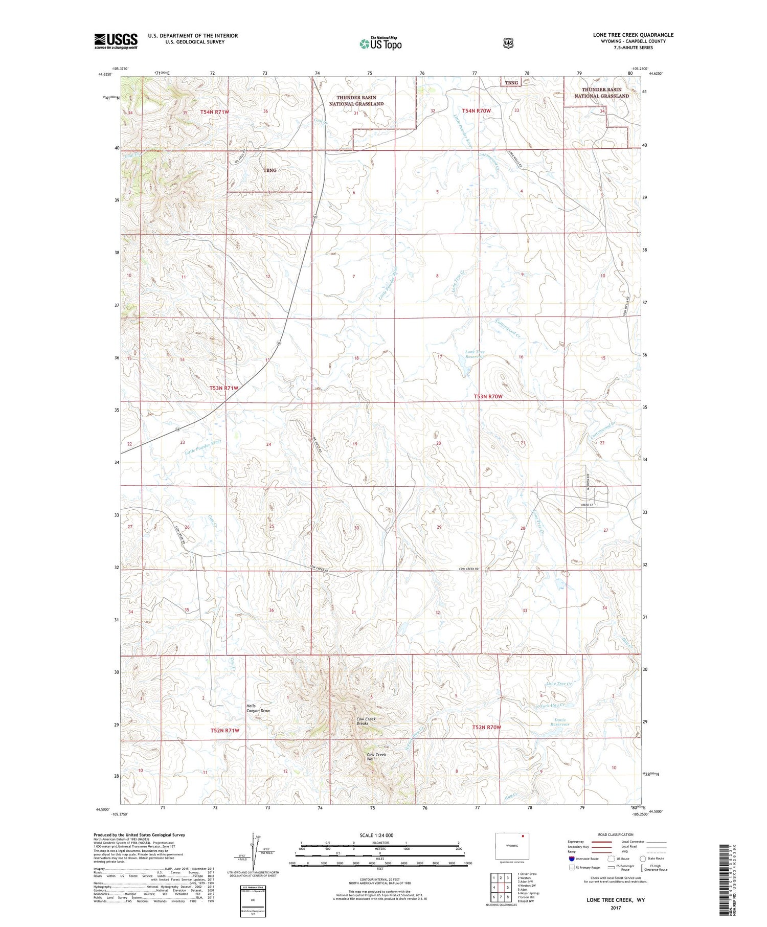 Lone Tree Creek Wyoming US Topo Map Image