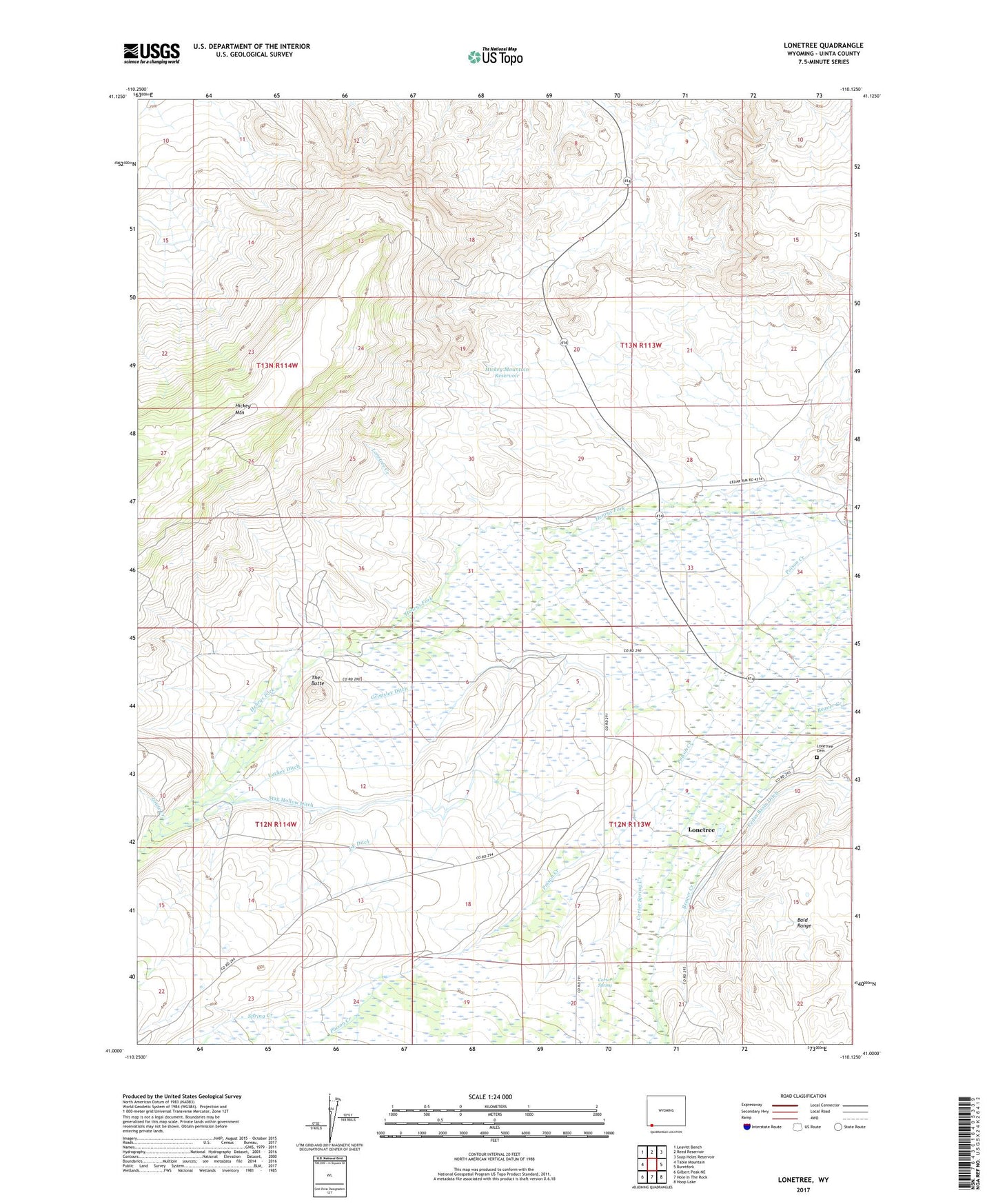 Lonetree Wyoming US Topo Map Image