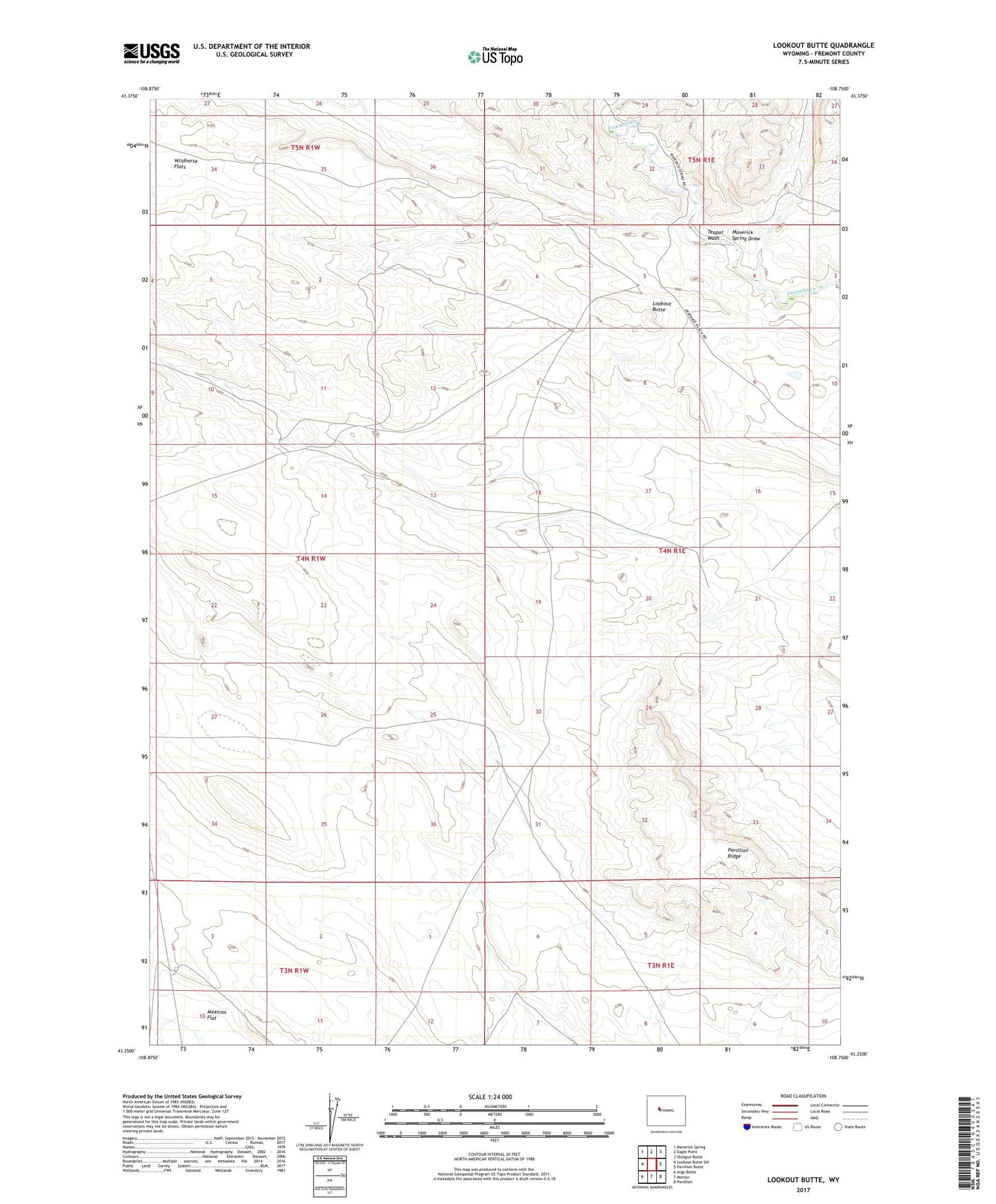 Lookout Butte Wyoming US Topo Map Image