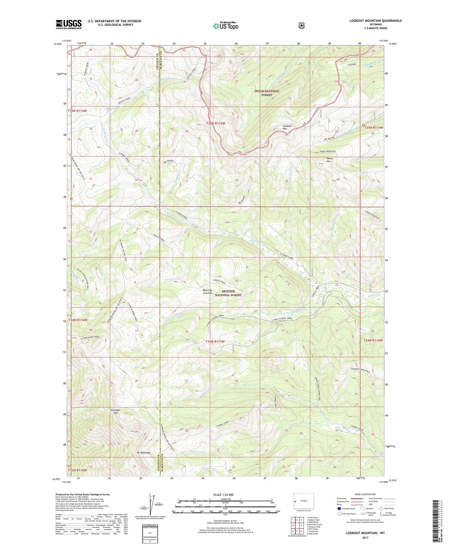 Lookout Mountain Wyoming US Topo Map Image