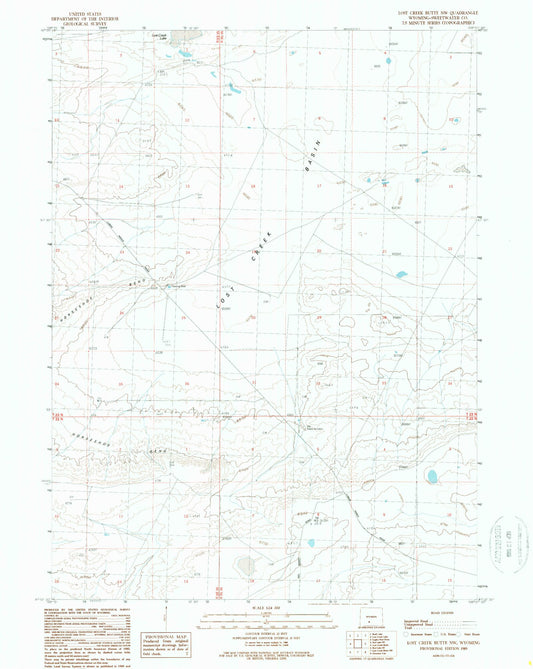 Classic USGS Lost Creek Butte NW Wyoming 7.5'x7.5' Topo Map Image