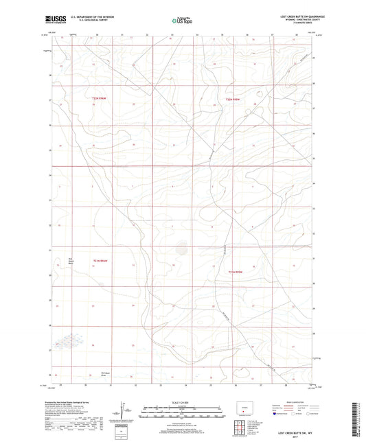 Lost Creek Butte SW Wyoming US Topo Map Image