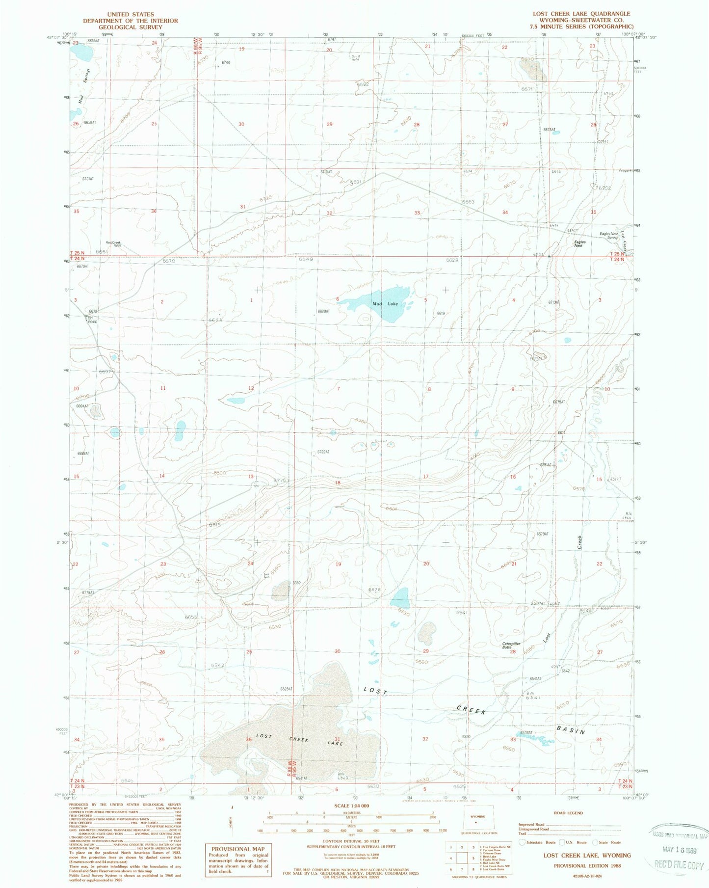Classic USGS Lost Creek Lake Wyoming 7.5'x7.5' Topo Map Image