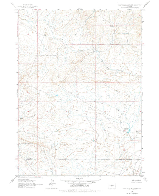 Classic USGS Lost Creek Reservoir Wyoming 7.5'x7.5' Topo Map Image