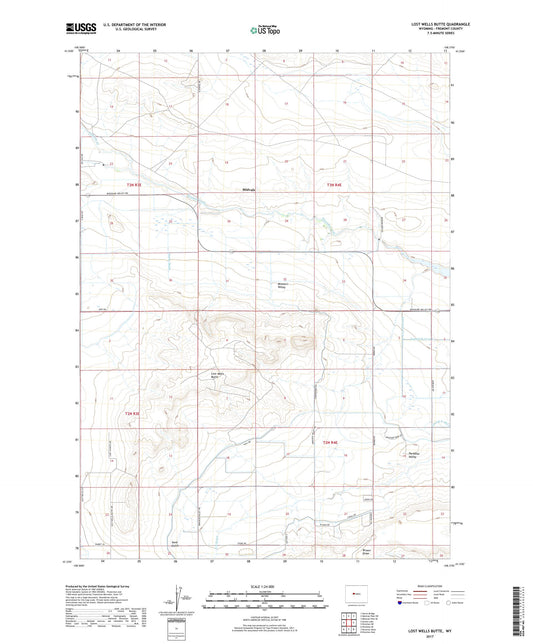 Lost Wells Butte Wyoming US Topo Map Image