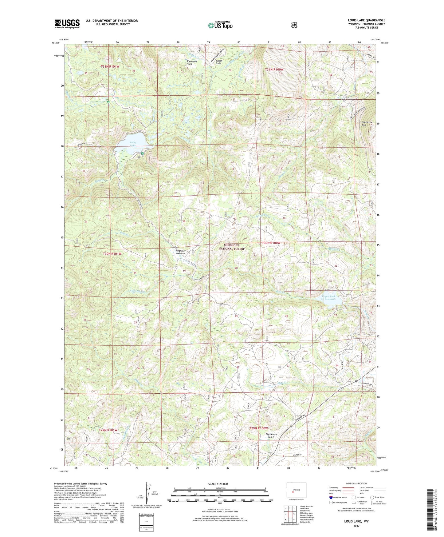 Louis Lake Wyoming US Topo Map Image