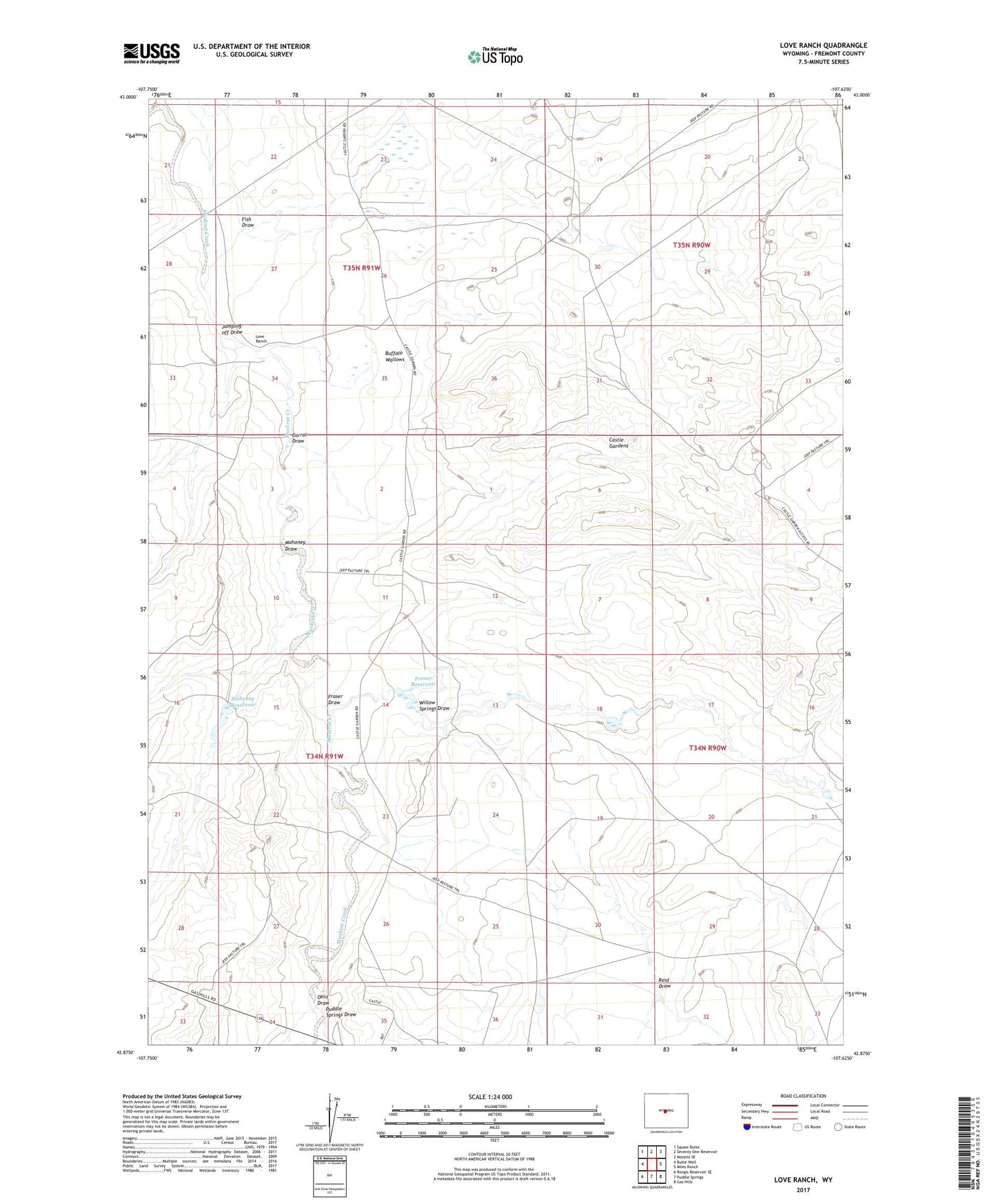 Love Ranch Wyoming US Topo Map Image