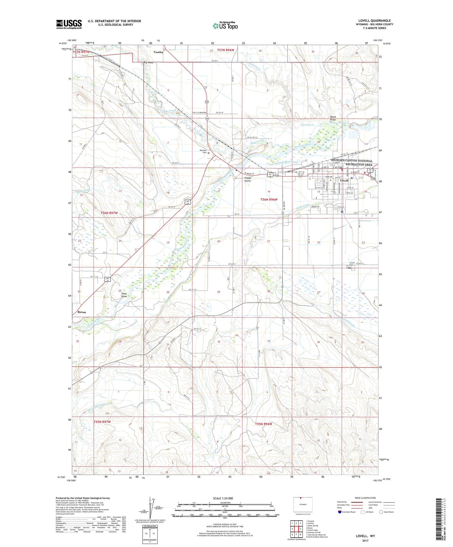 Lovell Wyoming US Topo Map Image