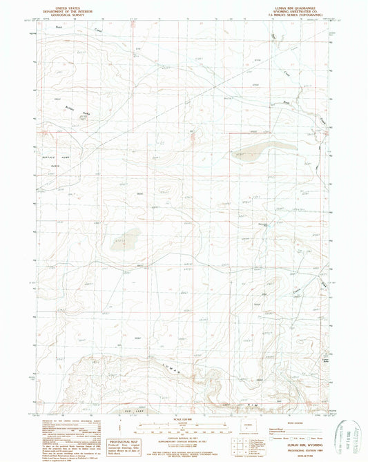 Classic USGS Luman Rim Wyoming 7.5'x7.5' Topo Map Image