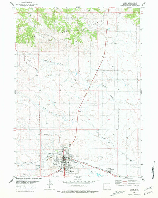 Classic USGS Lusk Wyoming 7.5'x7.5' Topo Map Image