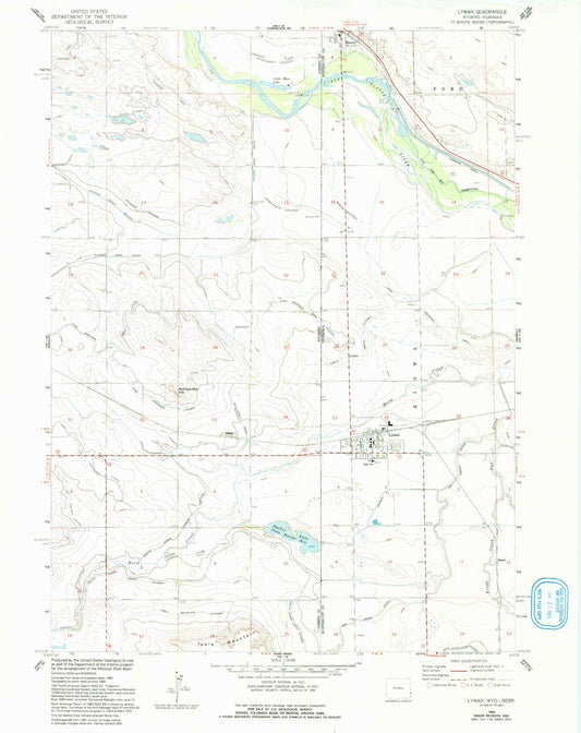 Classic USGS Lyman Nebraska 7.5'x7.5' Topo Map Image