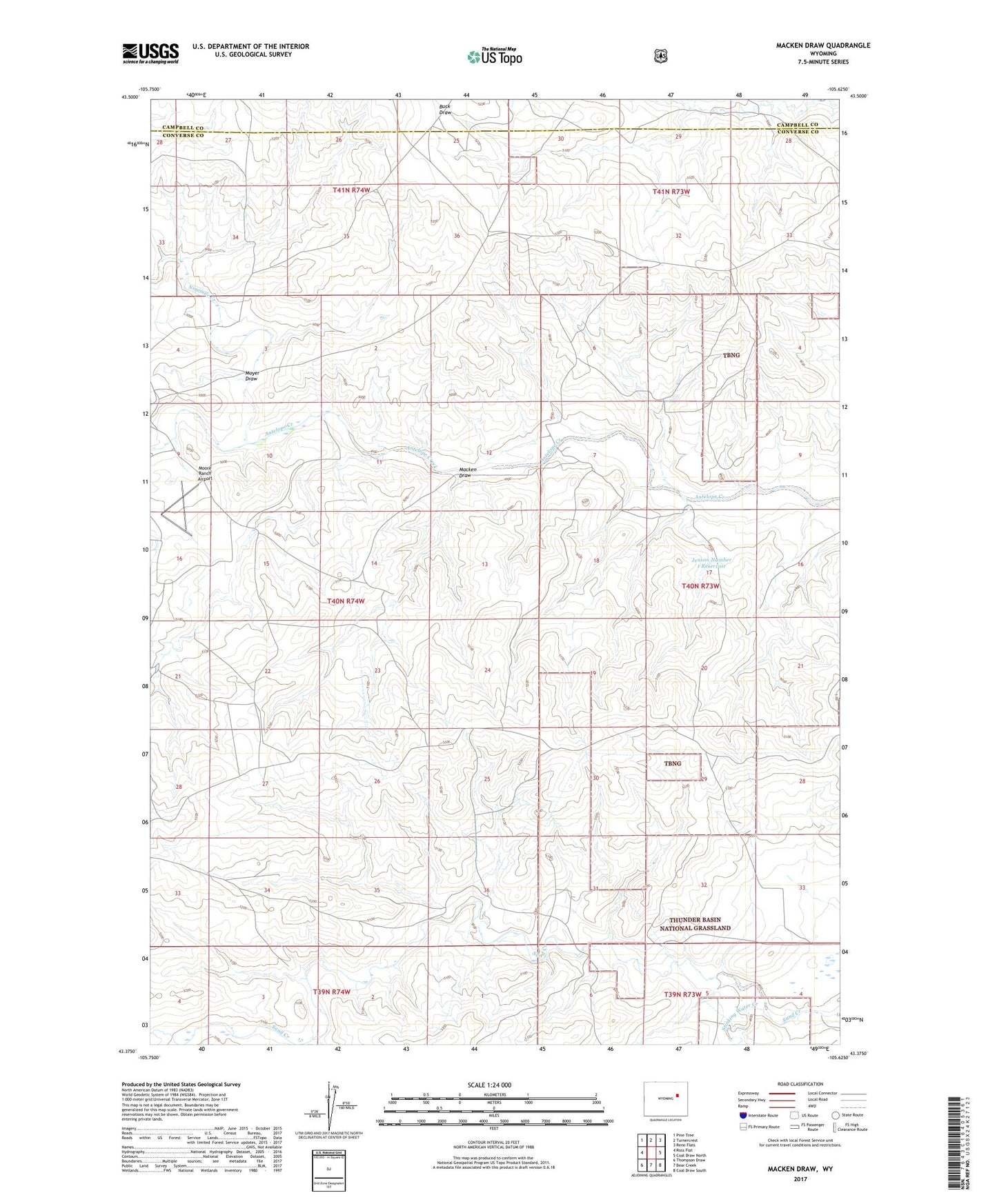 Macken Draw Wyoming US Topo Map Image
