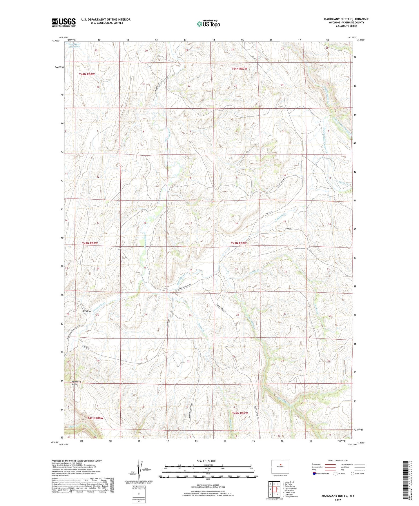 Mahogany Butte Wyoming US Topo Map Image