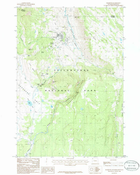 Classic USGS Mammoth Wyoming 7.5'x7.5' Topo Map Image