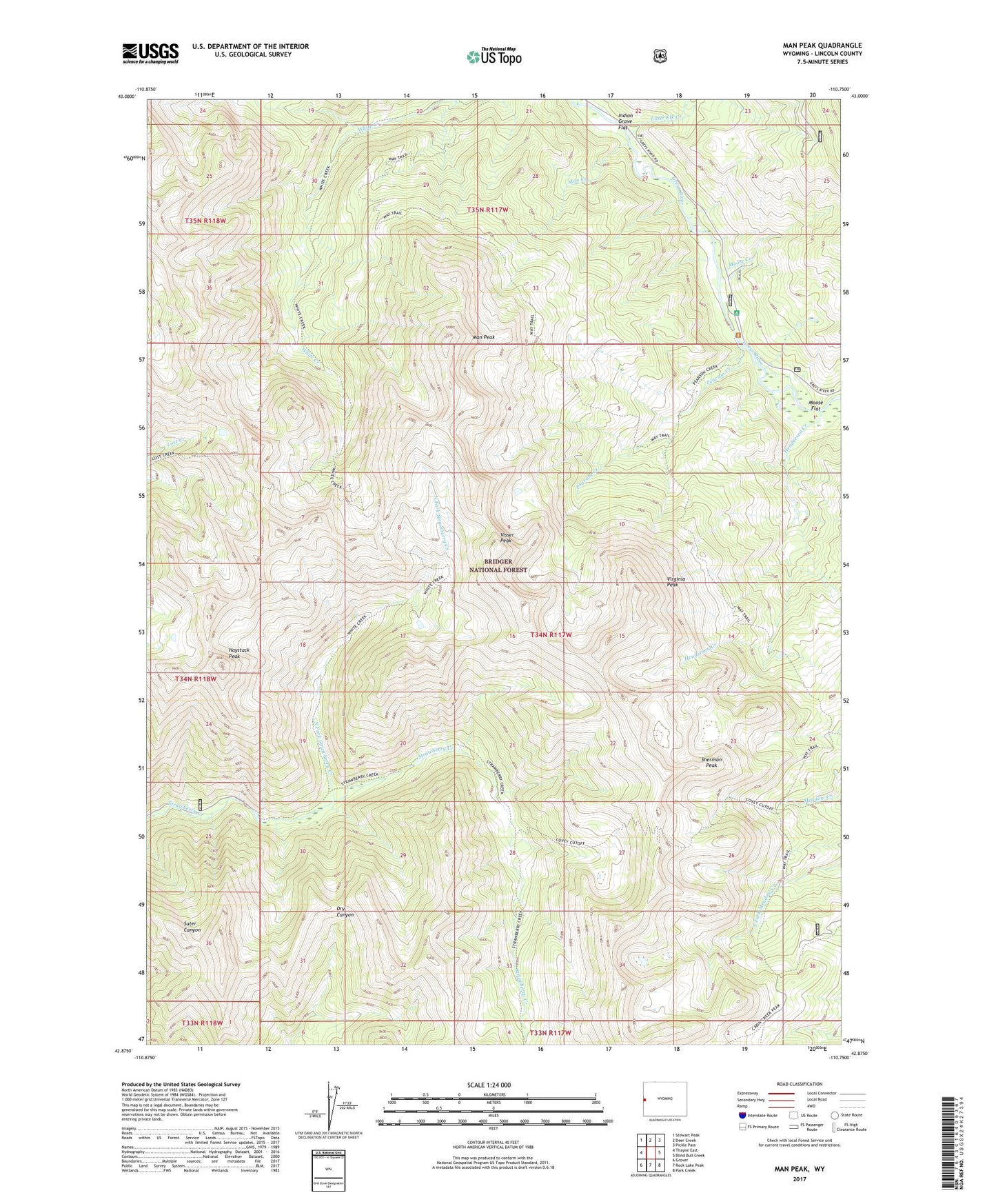Man Peak Wyoming US Topo Map Image